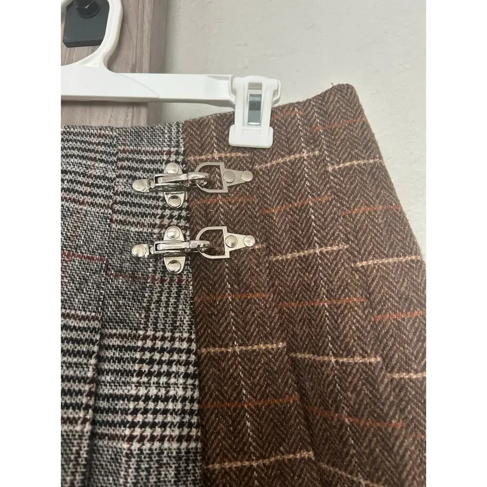 NWT Avec Les Filles mixed Pattern pleated mini skirt large - Picture 7 of 10